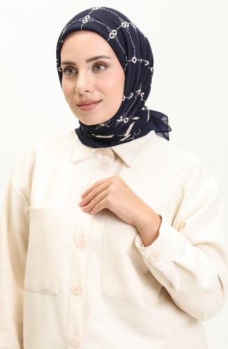 Mio Scarf 2017-06 Navy Blue Beige 2017-06