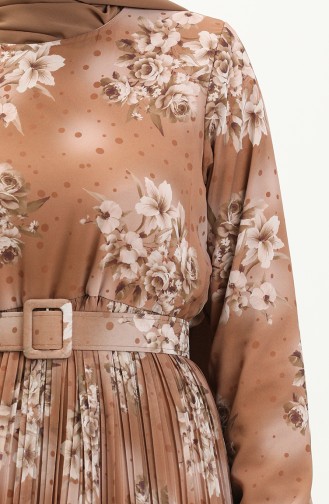 Pleated Chiffon Dress 0884 0884-07 Milk Coffee   0884-07