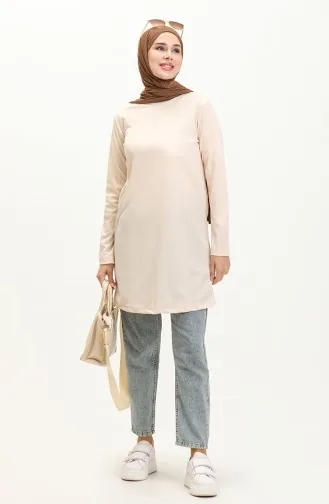 تونيك رياضي سادة 6016-03 كريمي 6016-03