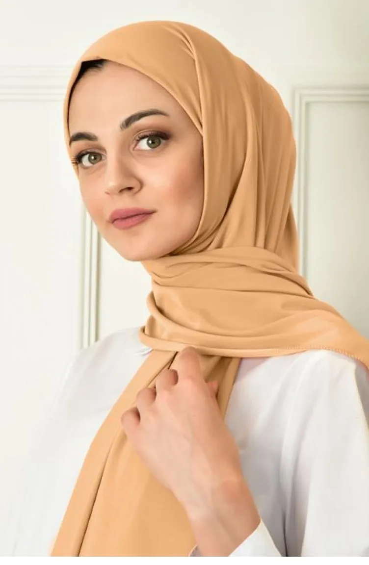 Sandy Lycra Plain Combed Shawl Caramel Sandy00 087 3524