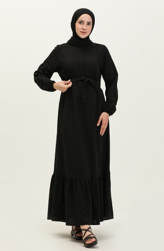 Plus Size Kleid Langarm Damen Hijab Kleid Plissee 8690 Schwarz 8690.siyah