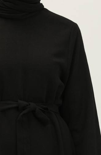 Buyuk Beden Elbise Uzun Kollu Kadin Tesettur Elbise Piliseli 8690 Siyah