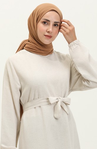 Plus Size Kleid Langarm Damen Hijab Kleid Plissee 8690 Stone 8690.Taş