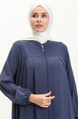 Kadin Buyuk Beden Ferace Oversize Fermuarlı Ve Boydan Uzun 8687 Lacivert