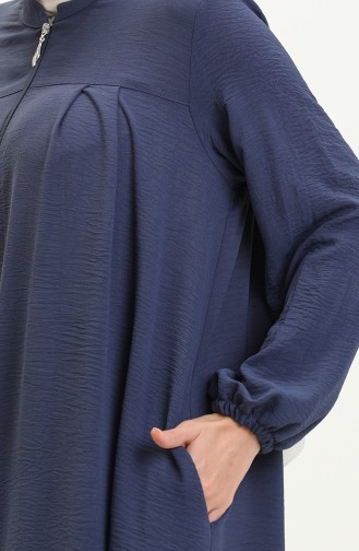 Kadin Buyuk Beden Ferace Oversize Fermuarlı Ve Boydan Uzun 8687 Lacivert