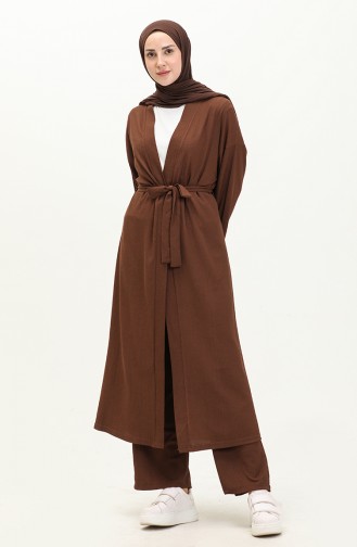 Crepe Fabric Three Piece Suit 71134-05 Brown 71134-05