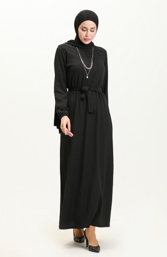 Crepe Necklace Dress 1790-01 Black 1790-01