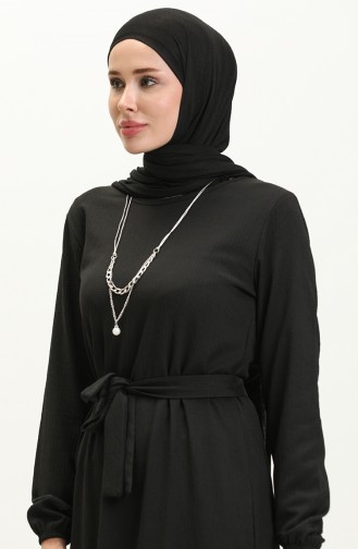 Crepe Necklace Dress 1790-01 Black 1790-01