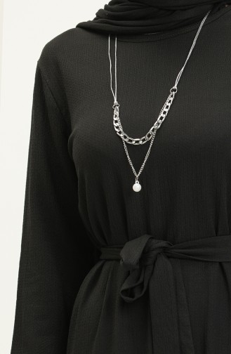 Crepe Necklace Dress 1790-01 Black 1790-01