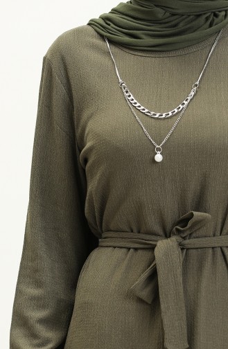 Crepe Necklace Dress 1790-02 Khaki 1790-02