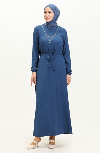 Crepe Necklace Dress 1790-03 Indigo 1790-03