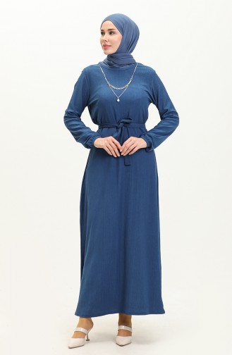 Crepe Necklace Dress 1790-03 Indigo 1790-03