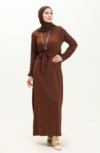 Crepe Necklace Dress 1790-04 Brown 1790-04