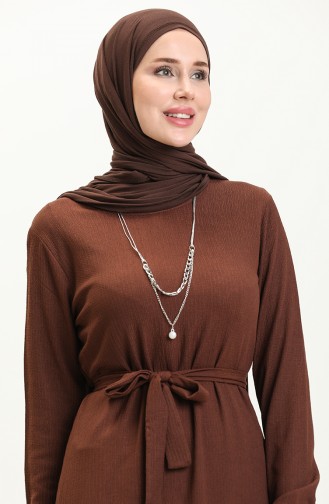 Crepe Necklace Dress 1790-04 Brown 1790-04