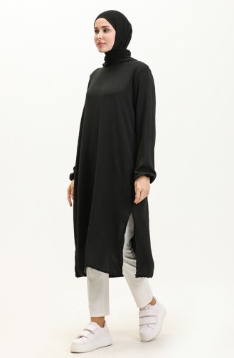 Aerobin Hooded Long Tunic 1689-06 Black 1689-06