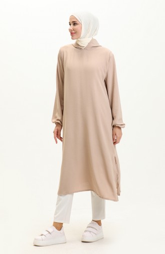 Aerobin Hooded Long Tunic 1689-07 Beige 1689-07