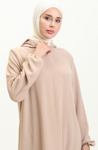 Aerobin Hooded Long Tunic 1689-07 Beige 1689-07