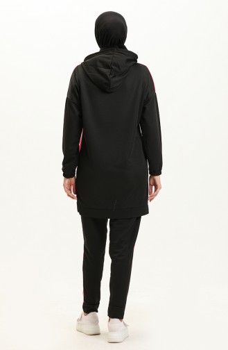 Renk Bloklu Tunik Pantolon İkili Takım 11022-02 Fuşya