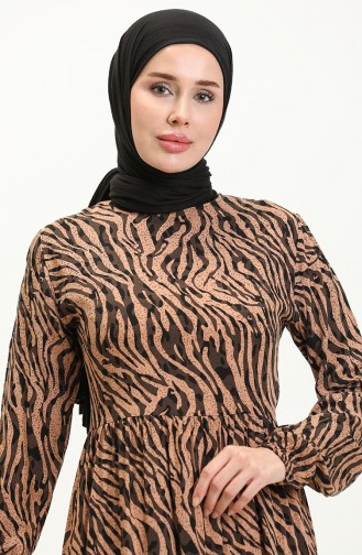 Viscose Zebra Print Dress 0103-01 Brown 0103-01