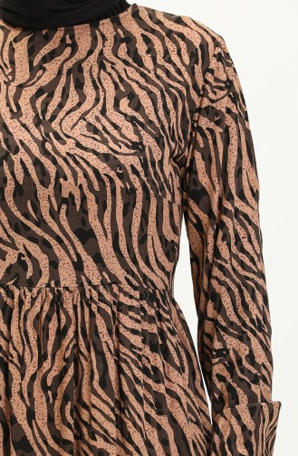 Viscose Zebra Print Dress 0103-01 Brown 0103-01