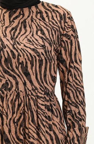 Zebra gemustertes Kleid aus Viskose 0103-01 Braun 0103-01