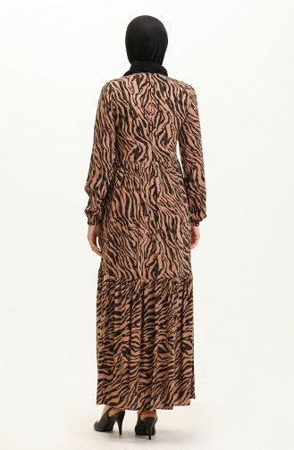 Zebra gemustertes Kleid aus Viskose 0103-01 Braun 0103-01