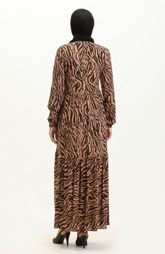 Viscose Zebra Print Dress 0103-01 Brown 0103-01