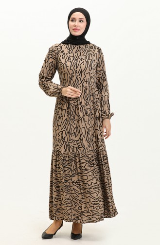 Viscose Zebra Print Dress 0103-02 Mink 0103-02