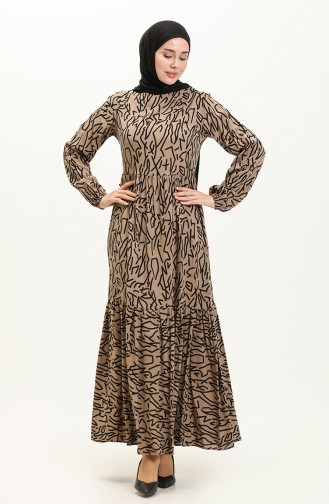 Viscose Zebra Print Dress 0103-02 Mink 0103-02