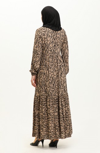 Viscose Zebra Print Dress 0103-02 Mink 0103-02