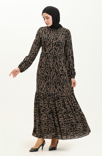 Viscose Zebra Print Dress 0103-03 Black 0103-03