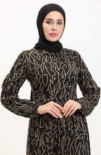 Viscose Zebra Print Dress 0103-03 Black 0103-03