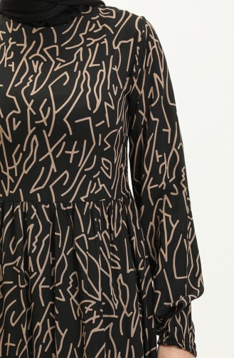 Viscose Zebra Print Dress 0103-03 Black 0103-03