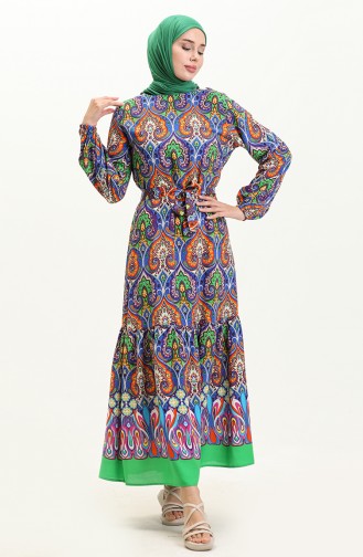 Viscose Patterned Dress 0105-02 Saxe 0105-02