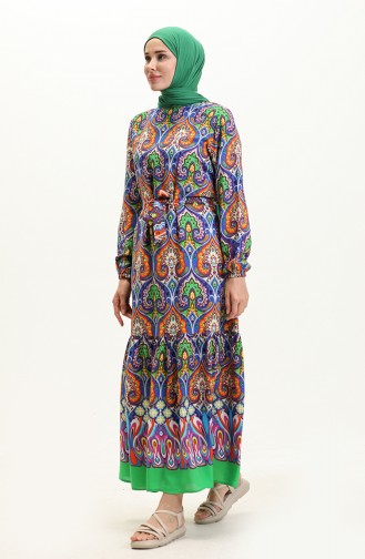 Viscose Patterned Dress 0105-02 Saxe 0105-02