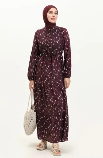 Robe en Viscose à Motif 0109D-03 Plum 0109D-03