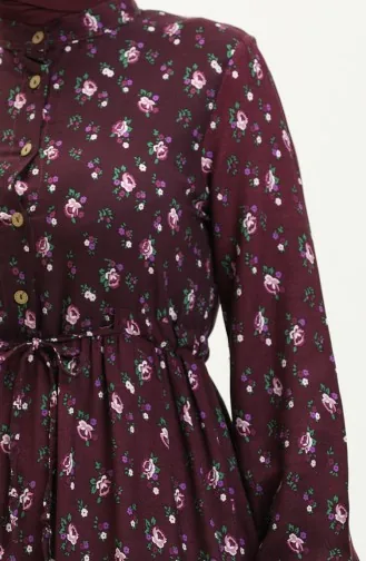 Robe en Viscose à Motif 0109D-03 Plum 0109D-03