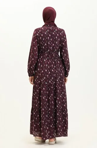 Robe en Viscose à Motif 0109D-03 Plum 0109D-03