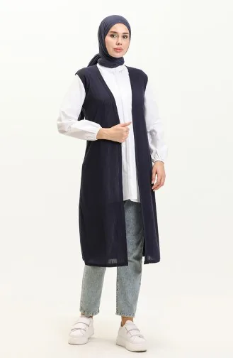 Schlichte Lange Weste 8629-01 Marineblau 8629-01