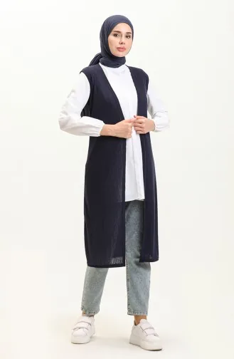 Schlichte Lange Weste 8629-01 Marineblau 8629-01