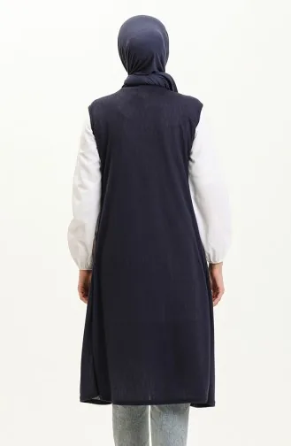 Schlichte Lange Weste 8629-01 Marineblau 8629-01