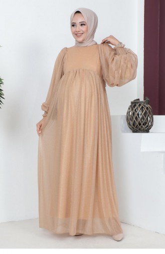 Gold Hijab Evening Dress 14646