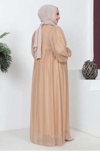 Gold Hijab Evening Dress 14646