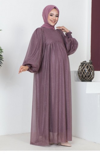 Simli Şifon Hamile Abiye Lila 18201