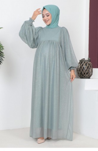 Mint Green Hijab Evening Dress 14649