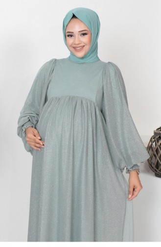 Mint Green Hijab Evening Dress 14649