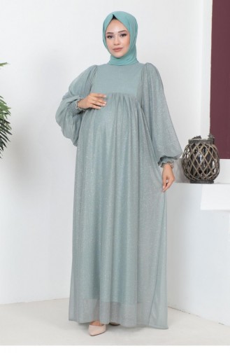 Mint Green Hijab Evening Dress 14649