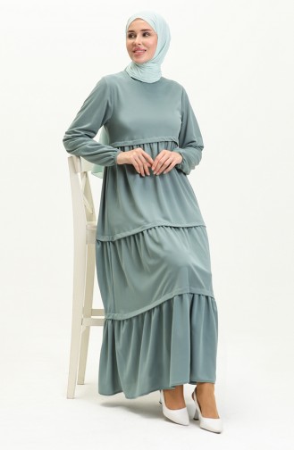 Elastic Sleeve Plain Dress 8888-09 Mint Green 8888-09