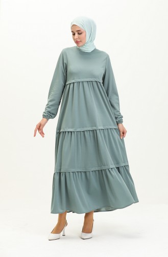 Elastic Sleeve Plain Dress 8888-09 Mint Green 8888-09