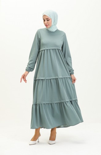 Robe Unie à Manches élastiques 8888-09 Vert Menthe 8888-09